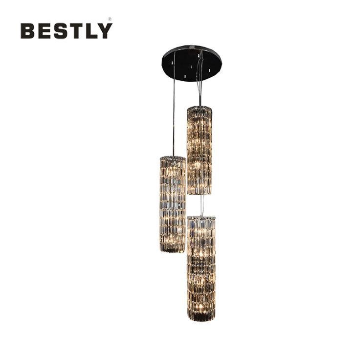 Модерни кръгли кристални висящи лампи в три светлини